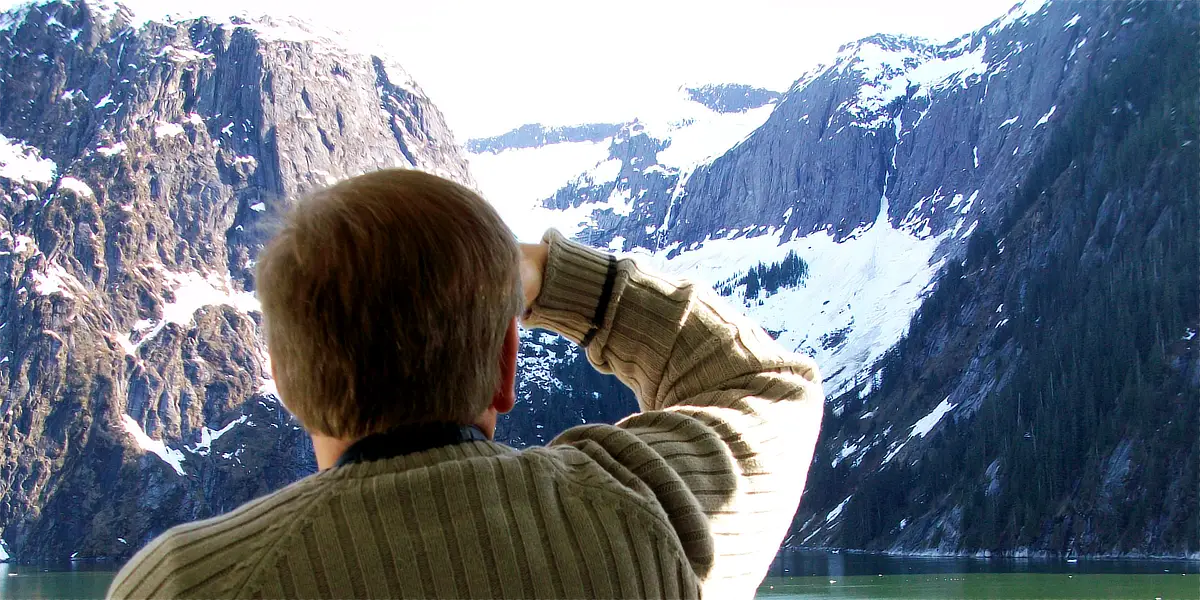 Overlooking the icebergs of Alaska seeking my soul.